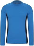Mountain Warehouse Mens Long Sleeves Rash Vest - Quick Drying Rash Guard, Prevents Chafing, UPF50+ Sun Protection with Flat Seams - for, Swimming & Surfing Corn Blue M