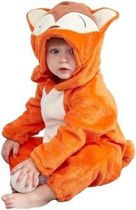 DarkCom Unisex Baby Animal Onesie Toddler Hooded Romper Halloween Cosplay Orange Fox Costumes Kids' Christmas Gifts 18-24 Months