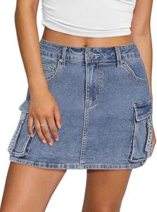 luvamia Jean Skirts for Women Denim Skirt Women Short Cargo Skirts for Women Daylight Blue Denim Skirts for Women Ladies Denim Skirt Women Skirts Size Medium Fits Size 8 Size 10