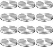 Stainless Steel Mason Jar Lids,12 Pack Polished Surface,Reusable and Leak Proof,Storage Caps with Silicone Seals 12-Pack Stainless Steel Lids(Wide Mouth)