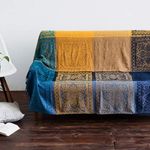 Edcooy Throws for Sofas, Colorful Chenille Tassels Woven Hippie Throw Blankets for Couch Bed Sofa Settees,Bohemian Fringe Tassels Decor Home (Blue, 150x200cm)…