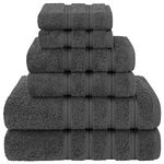 American Soft Linen 6 Piece Towel Set, 2 Bath Towels 2 Hand Towels 2 Washcloths, 100% Turkish Cotton Towels for Bathroom, Gray Towel Sets