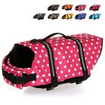 HAOCOO Dog Life Jacket Vest Saver Safety Swimsuit Preserver with Reflective Stripes/Adjustable Belt Dogs?Pink Polka Dot,S