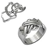 6 Band classical Handmade 925 sterling silver Turkish puzzle ring interlock knot ring silver (7.5)