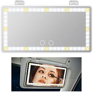 Car Visor Lighted Vanity Mirror - Tovendor Car Makeup Mirror with Lights 60 LED, Dimmable Sun Visor Mirror with Touch on Screen, Clip-on Vanity Mirror for Women