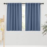 RYB HOME Blackout Curtains for Kitchen, Room Darkening Half Window Treatment Energy Saving Privacy Valances Tiers for Bedroom Bathroom Dining Room, Stone Blue, W42 x L45 inch, 2 Panels