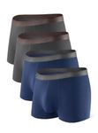 DAVID ARCHY Mens Bamboo Ultra-Breathable Underwear Soft Boxer Briefs Trunks for Men Boxer Homme Trunks 4 Pack(L,Dark Gray+Navy Blue)
