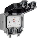 BG Electrical WP22RCD-01 Double Weatherproof Outdoor Switched Power Socket with Latching RCD, IP66 Rated, 13 Amp