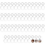Kurtzy Blank Round Photo Insert Keychains (50 Pack) - Each Keyring is 4cm (1.57 inch) in Diameter - Translucent Clear Circle Acrylic Key Rings for Double Sided Photos - Family, Friends, Gifts & Craft