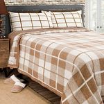 Poyet Motte Rivoli Solid 400GSM 100% Virgin Wool Blanket, Medium/Heavy Weight, Machine Washable (Camel/Natural Plaid, King Size)