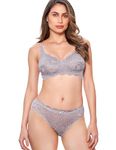 SHERRY Rutika Bra Panty Fancy Lacy Set -(RutikaSet -GY-34B) Grey