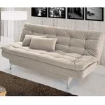 AMATA Eagle Sofa Cum Bed with Two Cushions Perfect for Home Living Room and Guests (Cream) (Wood,Suede,Velvet) 3-Person Sofa