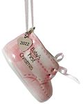 Baby Girl First Christmas Pink Baby Shoe Ornament Dated 2022 for New Parents, Birth, Baby Shower, Baby's First Christmas Ornament 2022 with Gift Box