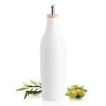 Sweejar Porcelain Olive Oil Dispenser Bottle, Opaque Oil Cruet Protects Oil to Reduce Oxidation, Suitable For Storage Of Vinegar, Oil, Wine, Coffee Syrups & Other Liquids, Pack of 1(White)