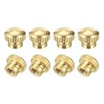 sourcing map Brass Knurled Thumb Nuts, M4x0.7mm Round Stepped Knobs Fasteners for 3D Printer, Electronic Equipment 8Pcs