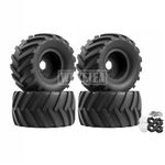 WLYEJEA 4PCS 1/8 Scale RC Monster Truck Rubber Tire w/17mm Hex Plastic Wheel Rim 170mm/90mm Rubber Rocks Tyres Set Fit for 1/8 Traxxas Sledge 95076-4 Arrma Kraton 6S Typhon 3S HSP HPI Redcat Kaiju