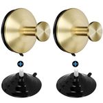 SAYAYO Suction Cup Hooks 2PCS Vacuum Shower Towel Hooks No Drill for Bathroom SUS304 Stainless Steel, Stick to Glass, Mirror, Tile, Brushed Gold, EGKN23001Y-XP-SG-2P