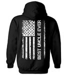 Tcombo Father's Day American Flag - Best Uncle Ever Unisex Hoodie Sweatshirt (Black - Back Print, XX-Large)