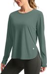 Women's Sun Shirts UPF 50+ Long Sleeve UV Protection Shirt Lightweight Quick Dry Workout Hiking Tops for Women(Malachite Green,M)