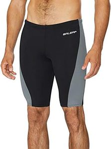 baleaf Men's Swimsuit Swim Jammers Athletic Training Swimwear Durable Team Lap Swimming Racing Competition Black/Gray X-Large
