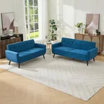 Tbfit Mid Century Modern Sofa Couch, Blue, Loveseat & Standard Sofa