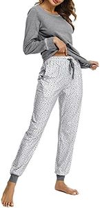 Litherday Pigiama Donna Pigiama Cotone Donna Pigiama Invernale Donna Pigiama Lungo Donna Pigiami Due Pezzi da Donna Pigiami Casual da Casa Morbido e Confortevole Pigiami Donna A-Grigio Scuro M