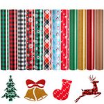 Christmas Heat Transfer Vinyl Sheets, Transfer Sheets for Heat Press Machine 12x10 inch, Glitter Buffalo Plaid Heat Vinyl Bundle for DIY Fabric T-Shirts Crafts Xmas Decoration 11 Sheets