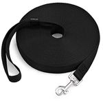 PETESCORT 15ft 20ft 30ft 50ft Long Lead-Training Leash/Long Line Dog Leash Great for Dog/Puppy Training,Play,Extra Long Dog Leash(15 Feet,Black)