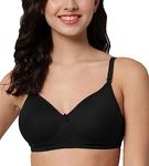 FIMALIA Women's Cotton Lightly Padded B Cup Wire Free T-Shirt Bra Black