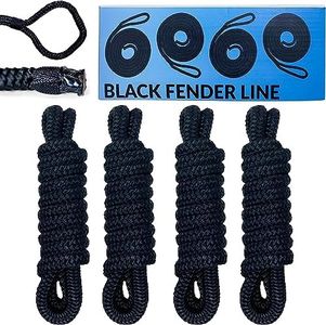 WindRider Boat Fender Lines 4 Pack of 3/8in 6ft Black Line, Whipped Ends, 5in Loops - Rope for Docking and Pontoon Boat Accessories Line for Fenders and Bumpers Boat Dock Boat Dock Lines & Rope