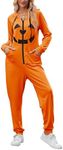 Ekouaer Halloween Onesie Adult Zipper Hooded Adult Onesie Pajamas Soft One Piece Pajamas with Pockets XS-XXL