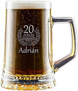 Calledelregalo Regalo personalizable para cumpleaños: Jarra de cerveza grabada con el nombre y la edad que tú quieras