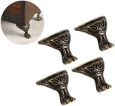 Yosoo 4 Pcs Vintage Wooden Box Legs Retro Feet Riser for Decorating Wood Jewelry Case Chest Corner Protector Hardware