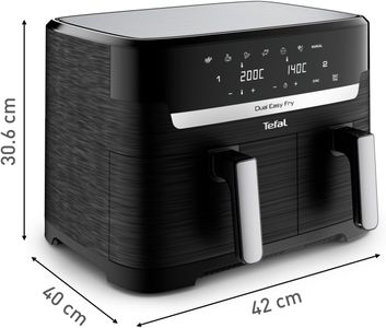 Tefal Easy Fry Dual Zone Digital Air Fryer, 8.3L – 2 Drawers, 8-in-1, Non-Stick, Black