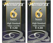 Memorex High Standard T-120 6-hour Video Cassette VHS 2-pack, 246 m -HS