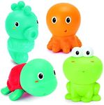 INFANTINO Senso' Plug and Squirt Baby Bath Toys, 4 X cute easy to clean, colourful sea animals, for 6 months and over