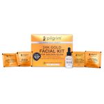 Pilgrim 24K GOLD FACIAL KIT For Instant Radiance & Golden Glow with 5 easy steps | with Gold Cream Cleanser, Gold Scrub, Gold Massage Cream, Gold Facial Mask, Gold Serum | All Skin types | 30 Gm