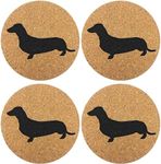 Dachshund Weiner Dog Gift Cork 4 Pack Drink Coasters Set - Basic Design Wiener Dog Decor - Perfect Decoration for Doxie Lovers