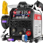 ANDELI 135A MIG Welder 110V/220V, 4-in-1 Pulse Flux Core MIG/Lift Tig/Stick Gasless MIG Welding Machine with Synergy，Large LED Display,2T/4T Full Kit (Bonus Welding Helmet & Gloves)