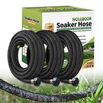 Holldoor 3 Pack Short Soaker Hose 15 Ft for Garden Beds, 1/2’’ 50 ft Soaker Hose for Foundation Watering, 70% Water Saving Drip Hose Irrigation for Lawn, Landscaping, Garden (15 FEET x 3PACK, Black)