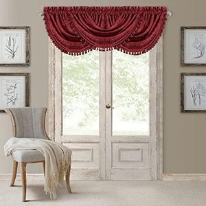 Elrene Home Fashions Antonia Blackout Rod Pocket/Back Tab Window Curtain Panel, Fabric, Rouge, 52" x 36" (1 Valance)