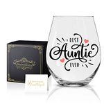 Perfectinsoy Best Aunt Ever Wine Glass with Gift Box, Auntie Gifts, Best Auntie Ever Gift, Baby Announcement, Funny Auntie Birthday Gifts for New Aunt, Aunt, Woman, Sister, Perfect Aunt Gift