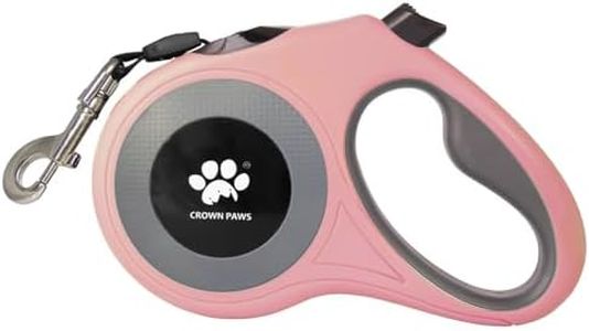 CROWN PAWS 16 ft Retractable Dog Leash for Extra Large Dogs up to 130 lbs,Tangle-Free Nylon Tape,Pink Dan24 XL