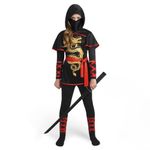 Spooktacular Creations Black and Red Ultimate Ninja Dragon Costume Set for kids, Girls, Halloween Dress Up