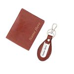 CrownLit Personalized Men's Wallet with Keychain Combo, Valentines Day Gift for Him