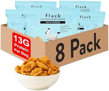 Flock Keto Chicken Skin Chips | Salt and Vinegar Flavor | Low Carb, High Protein, Sugar Free, Gluten Free Fried Chicken Skins for People | (1oz) 8-Pack Crispy Chicken Flock Chips