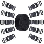 1-Inch Webbing Strap Kit - 20 Flat Side Release Buckles - 20 Tri-Glide Slides - 1 Roll 5 Yards Nylon Webbing Straps - DIY, Luggage Straps, Pet Collars, Backpacking, and Repairs