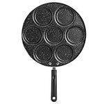 Pancakes Frying pan, 7 Holes Frying pan Non-Stick Aluminum Coating Pancakes Fried Eggs Burger Maker with Handle, Kitchen Utensils Burger Multiple Egg Frying Pan 18.5 x 11.8 x 1 in