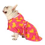 HDE Dog Bathrobe Super Absorbent Drying Towel with Hood for Large Dogs, Pink Rubber Ducks, Medium