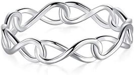 BORUO 925 Sterling Silver Ring High Polish Infinity Symbol Tarnish Resistant Comfort Fit Wedding Band Ring Size 8